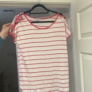 Coral striped shirt